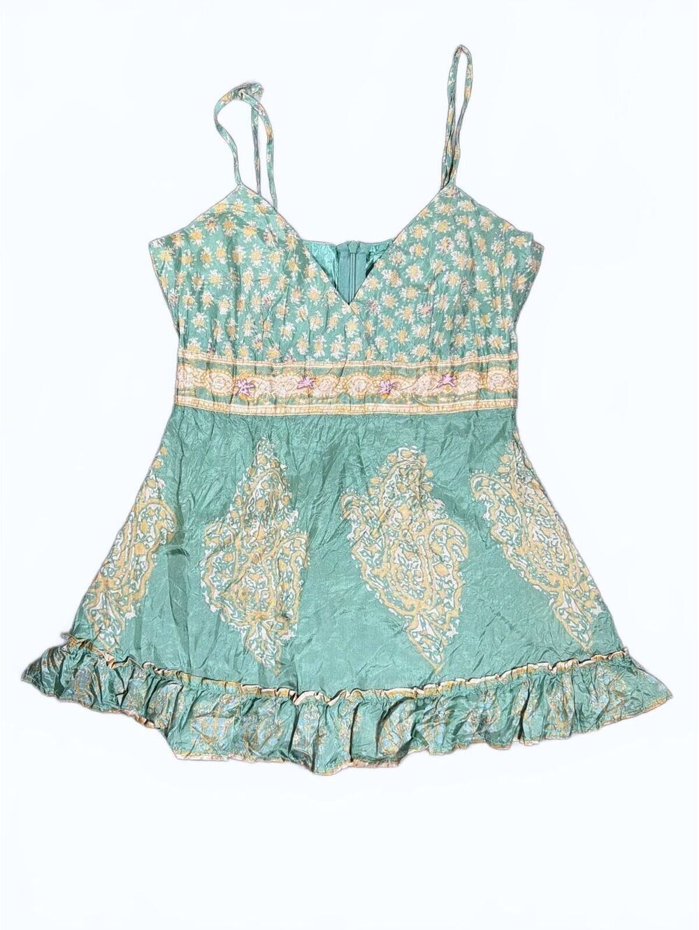 Charlotte Russe Silk Crinkle Effect Sleeveless Top with Floral Print Size S 3800